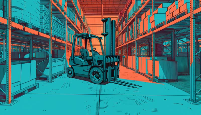 Forklift in a warehouse